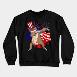 Patriotic American USA Animal Lover 4th Of July Dabbing Sloth Crewneck Sweatshirt